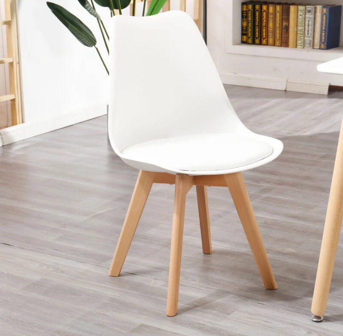 Lot de 4 Chaises de Salle a Manger - Cuir Blanc
