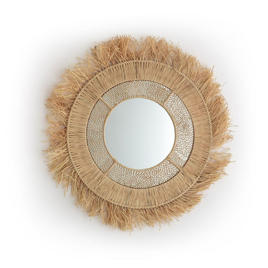 Miroir en Raphia avec Franges
