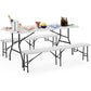 Table pliante et bancs blancs en plastique durable - 183 cm