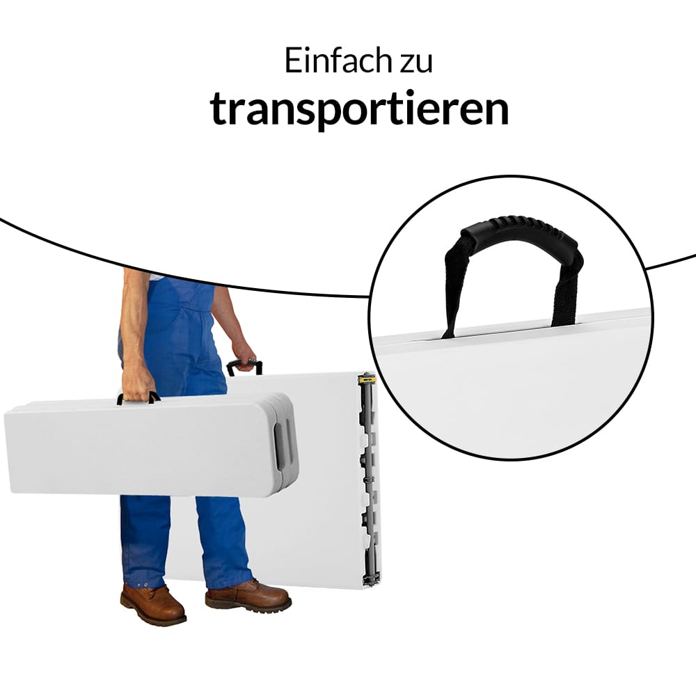 Table pliante et bancs blancs en plastique durable - 183 cm