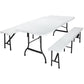 Table pliante et bancs blancs en plastique durable - 183 cm