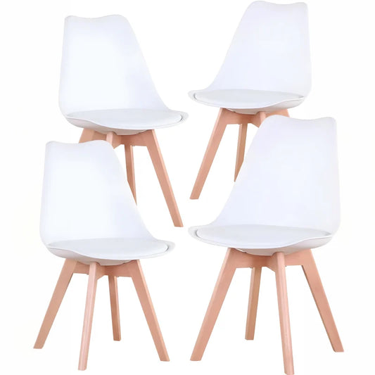 Lot de 4 Chaises de Salle a Manger - Cuir Blanc