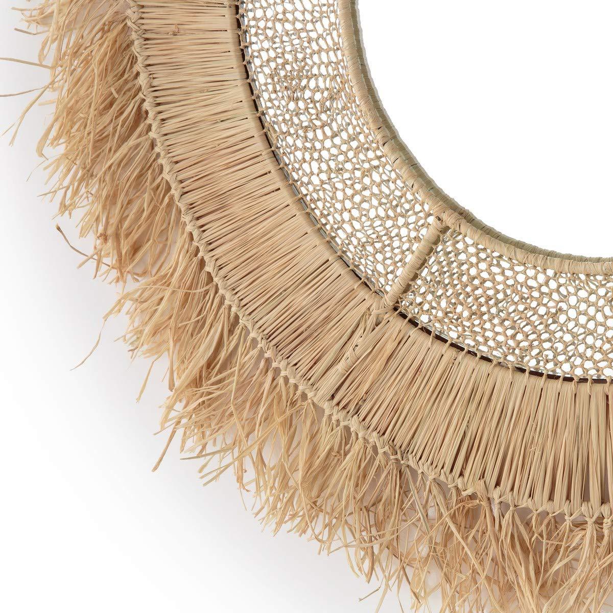 Miroir en Raphia avec Franges