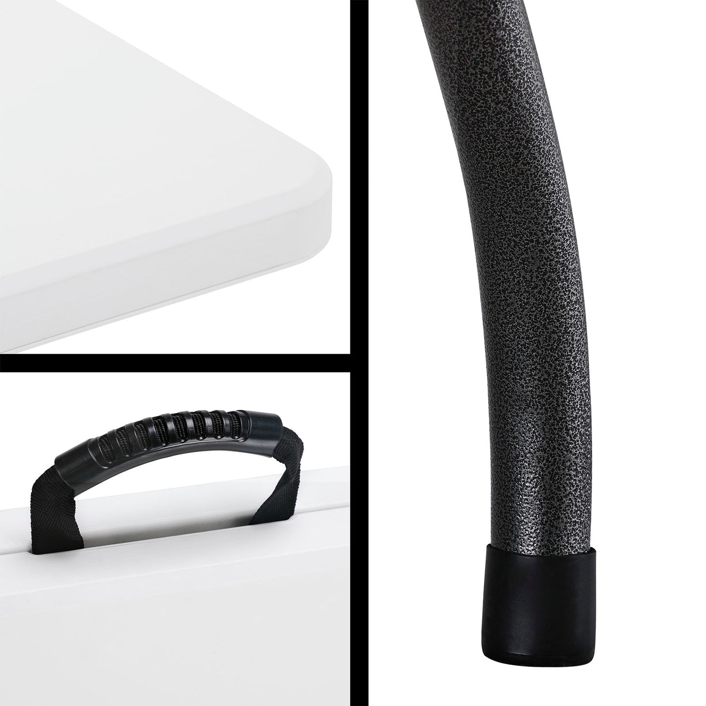 Table pliante et bancs blancs en plastique durable - 183 cm